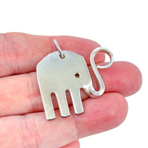 Vintage Silver-Tone Ele-fork Elephant Silverware Jewelry Pendant - Picture 1 of 6